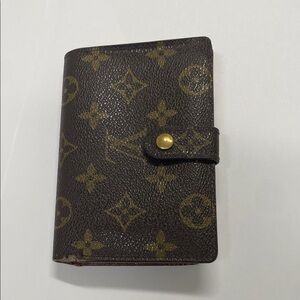 Louis Vuitton Brown and Gold Monogram Kiss Lock Wallet